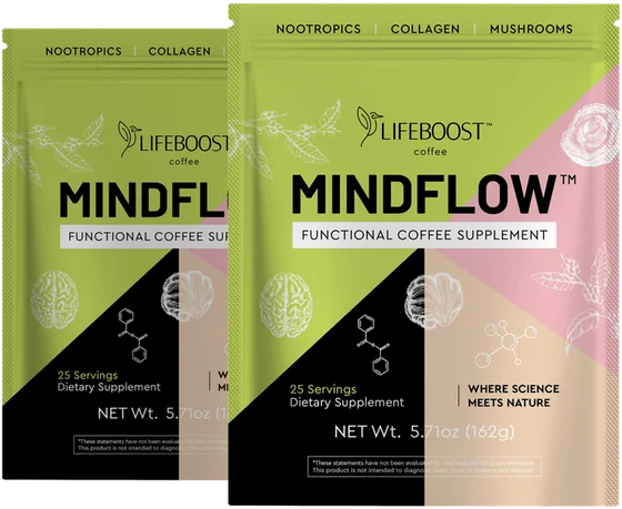 Two bags of Mindflow Functional Coffee